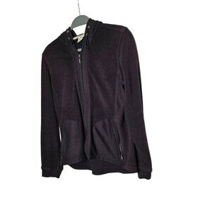 ExOfficio Womens Hooded‎ Jacket M Black Polyester Wool Blend Full Zip Exo Dri